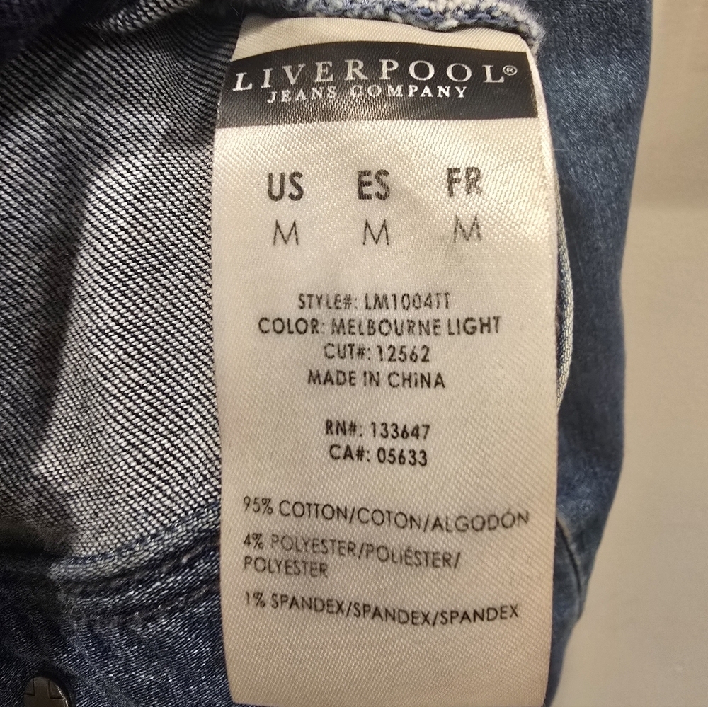 Liverpool Jeans Company Women’s Denim Jacket Blue Button Front Size M - Picture 11 of 12